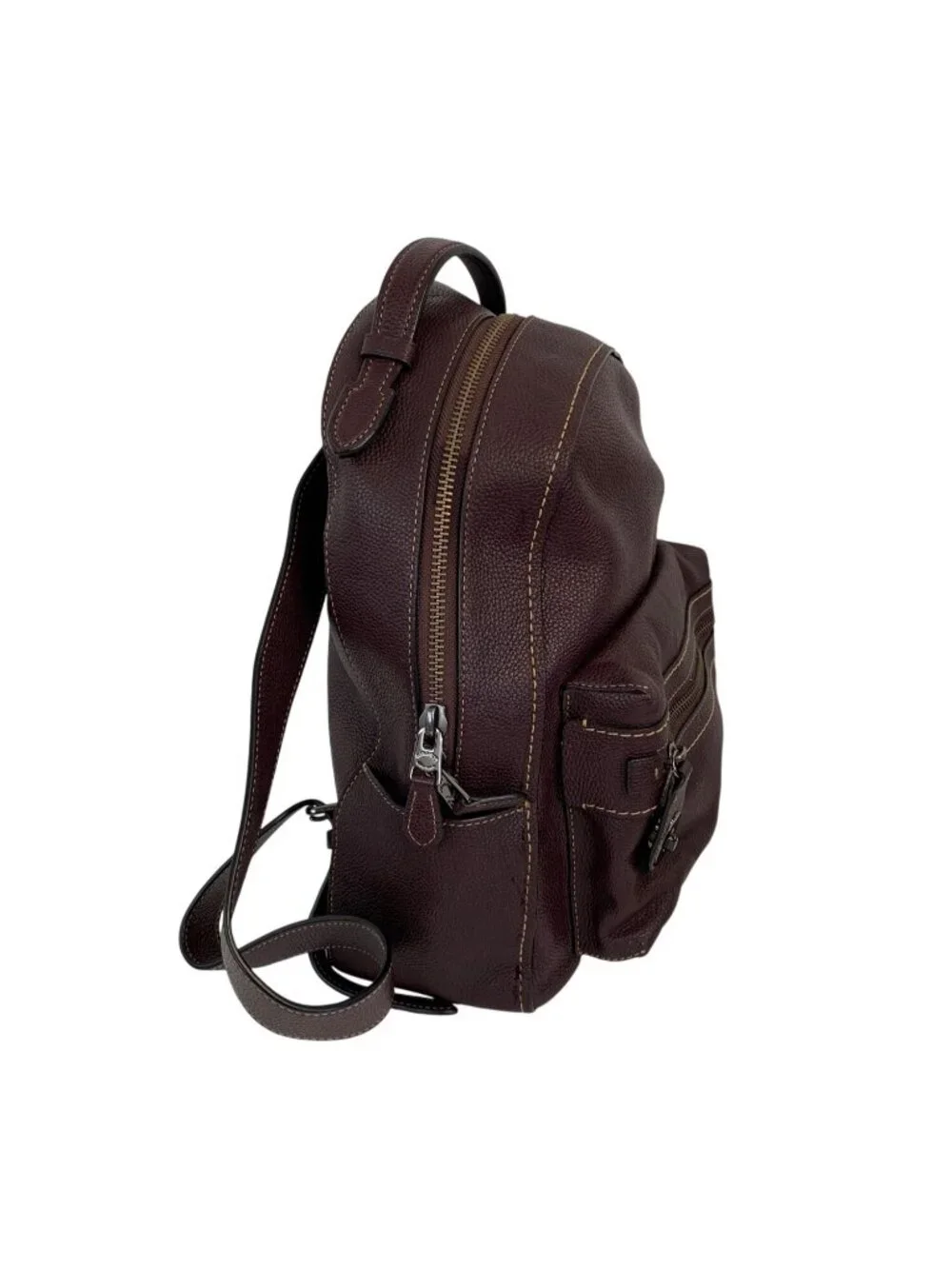 Coach Campus Backpack 35608 Oxblood Brown Polished Pebble Leather Turnlock EUC